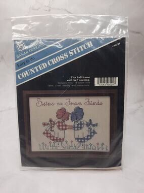 Banar Designs Counted Cross Stitch Kit Sisters Are Forever Friends CSK-29 5x7